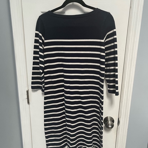 LL Bean Dress S Reg Navy White Heritage Striped Cotton Nautical Mariner Small - Picture 8 of 14
